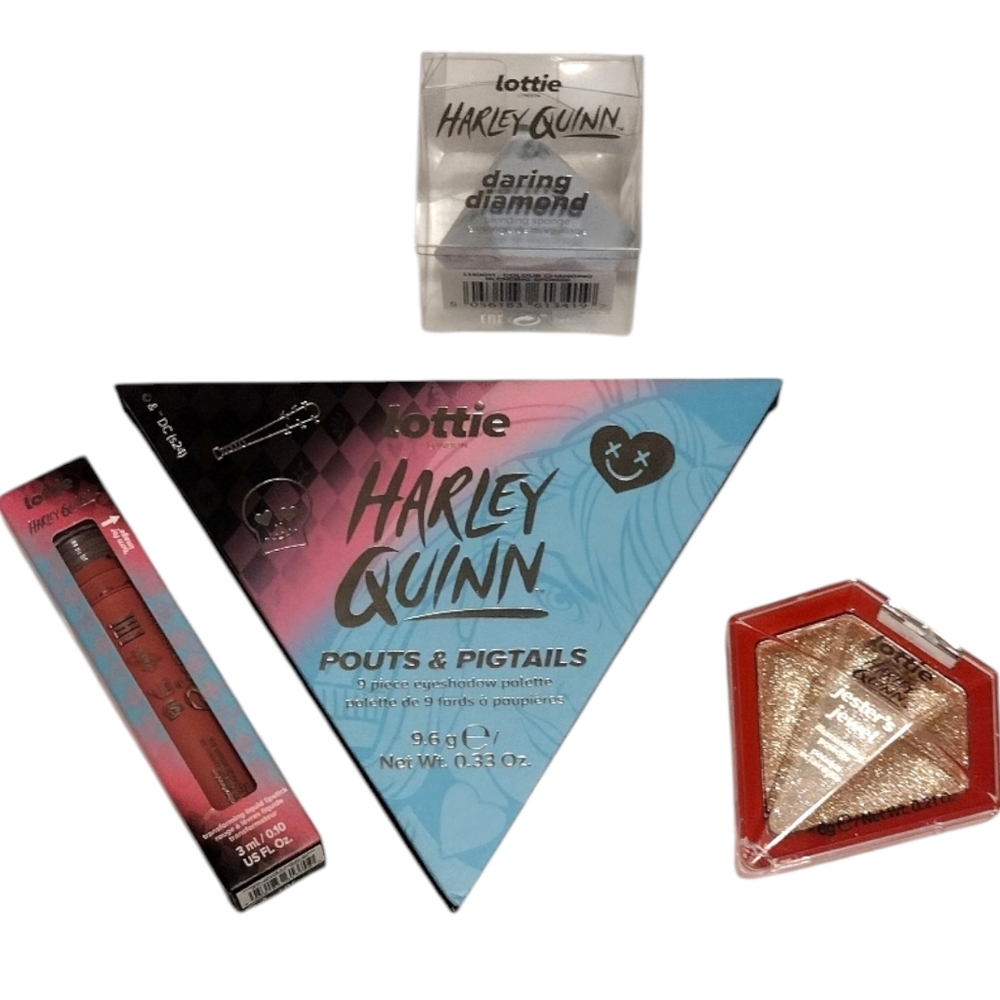 Lottie London Harley Quinn Gold Powder Eyeshadow Blending Diamond Lipstick 4